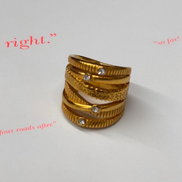 Lina Gold Plated Stainless Steel Multi-Band Ring with CZ Accents - Picture 4 of 4